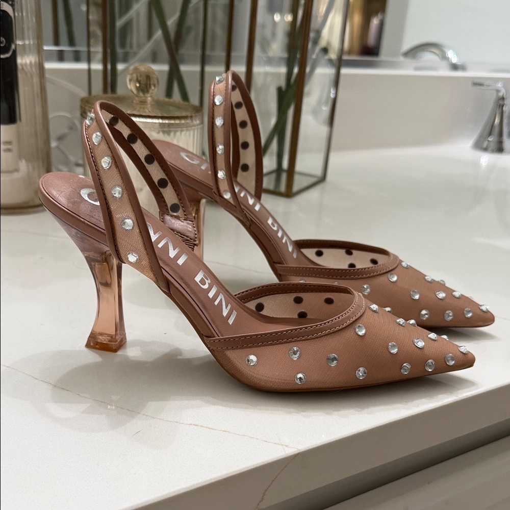 Gianni Bini Tan Studded Heels
